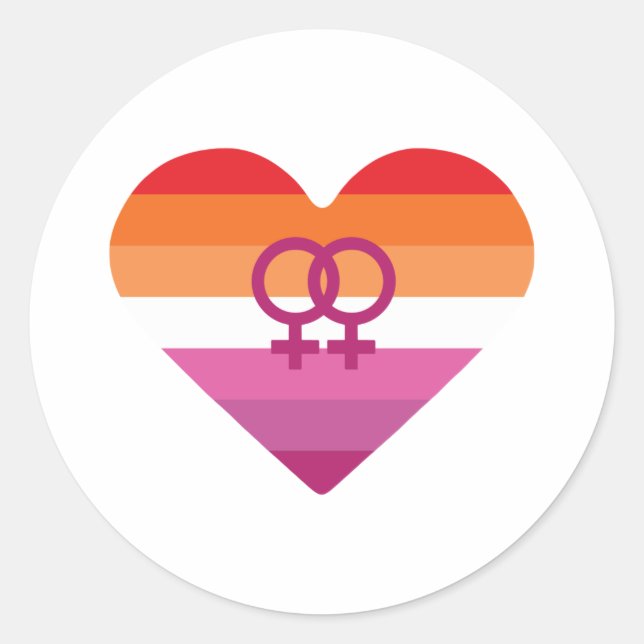 Lesbian Sunset WLW Heart Classic Round Sticker (Front)