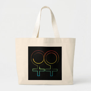 lesbian symbol large tote bag