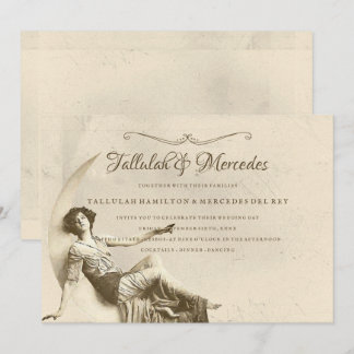Lesbian To The Moon Vintage Wedding Invitation