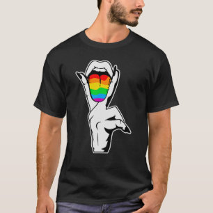 Lesbian Tongue LGBTQ Flag Rainbow Gay Women Pride T-Shirt