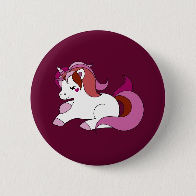 Lesbian unicorn 6 cm round badge (Front)