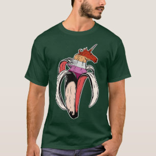 Lesbian Unicorn Banana LGBT Gay Pride Flag T-Shirt