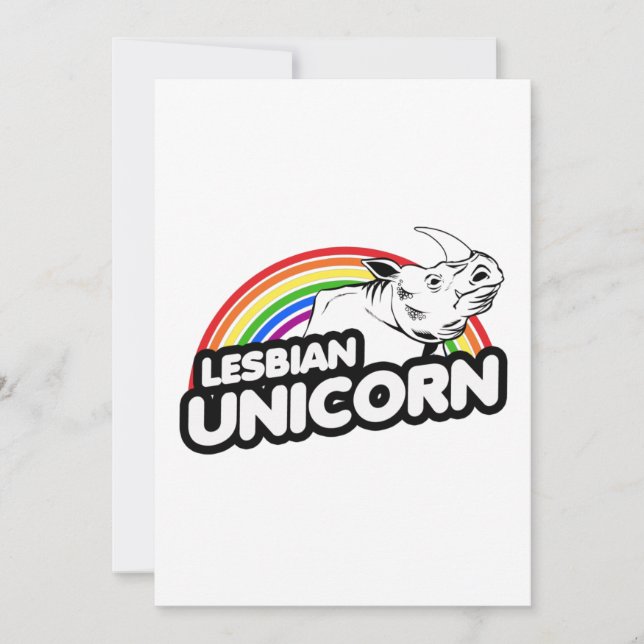 Lesbian Unicorn Rainbow Holiday Card (Front)