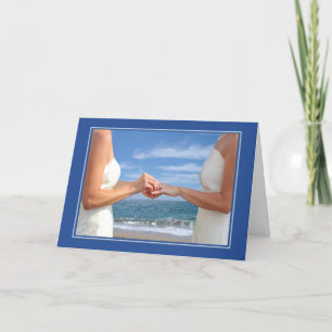 Lesbian Wedding Anniversary on the Beach Card