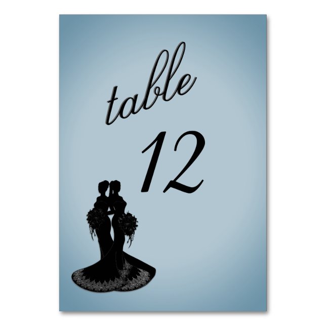 Lesbian Wedding Blue Table Number (Front)