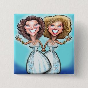 Lesbian Wedding Cake Dolls 15 Cm Square Badge