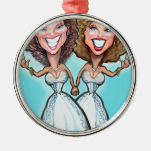 Lesbian Wedding Cake Dolls Metal Tree Decoration