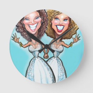 Lesbian Wedding Cake Dolls Round Clock