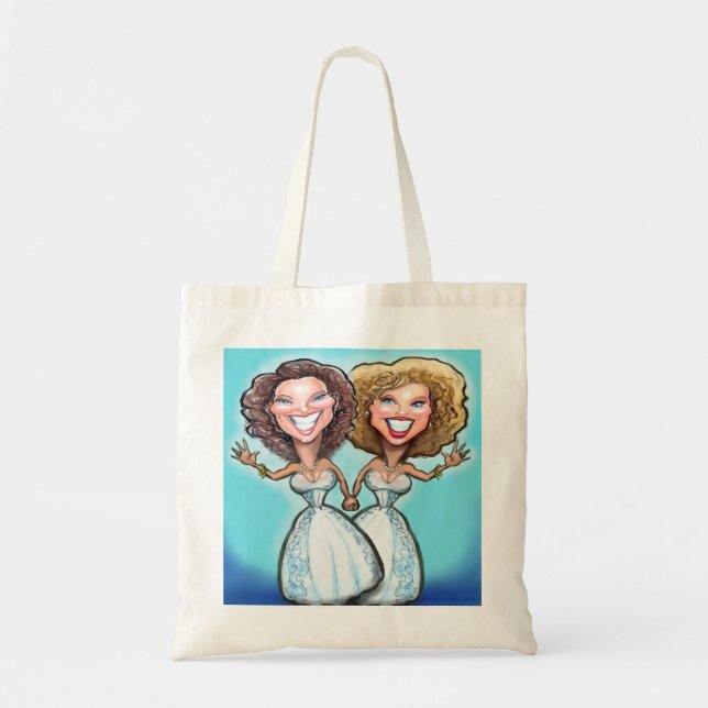 Lesbian Wedding Cake Dolls Tote Bag (Front)