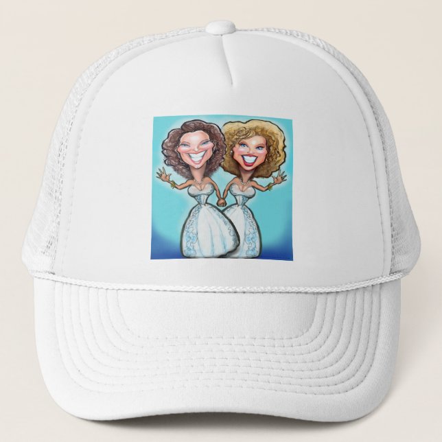 Lesbian Wedding Cake Dolls Trucker Hat (Front)