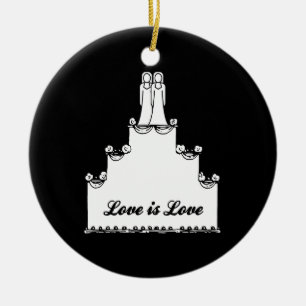 LESBIAN WEDDING CAKE LOVE CERAMIC TREE DECORATION