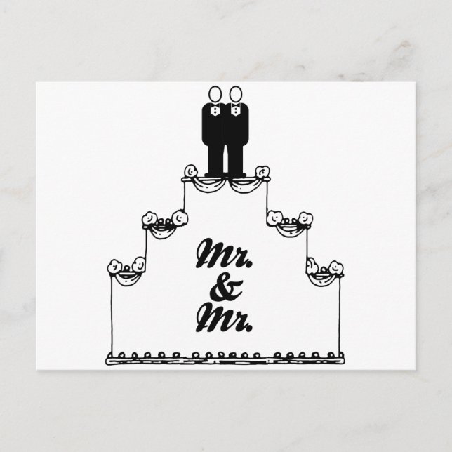 LESBIAN WEDDING CAKE MR AND MR - -  - .png Postcard (Front)