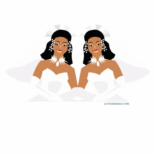 Lesbian Wedding Cake Topper Standing Photo Sculpture (Front)