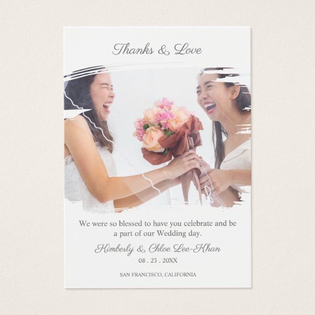Lesbian Wedding Couple to Thank Guests on Brush (Front)