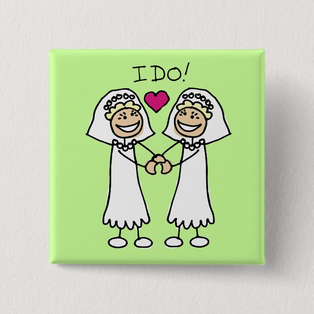 Lesbian Wedding Favours 15 Cm Square Badge (Front)