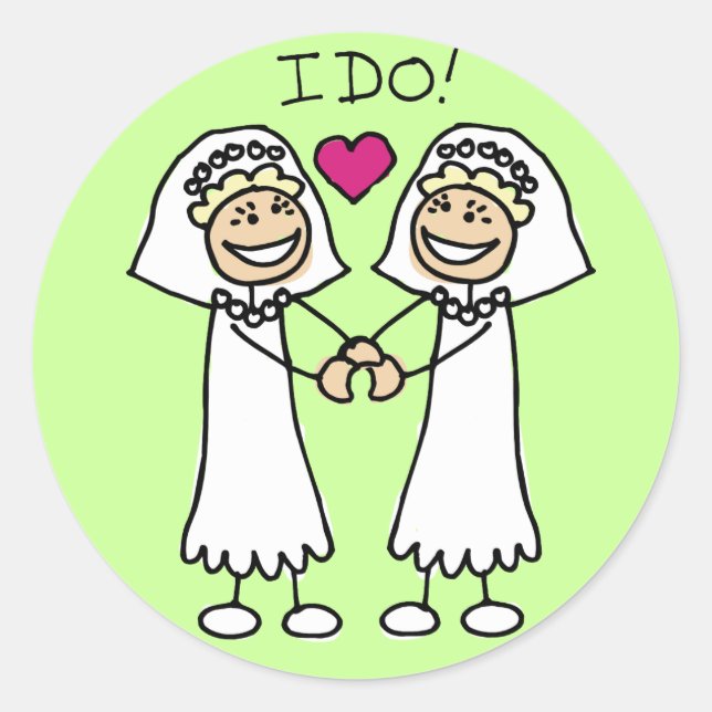 Lesbian Wedding Favours Classic Round Sticker (Front)
