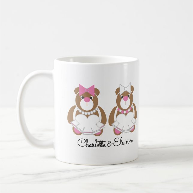 Lesbian wedding gift bear bride  coffee mug (Left)