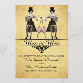 Lesbian Wedding - Gothic Steampunk Style Invitation