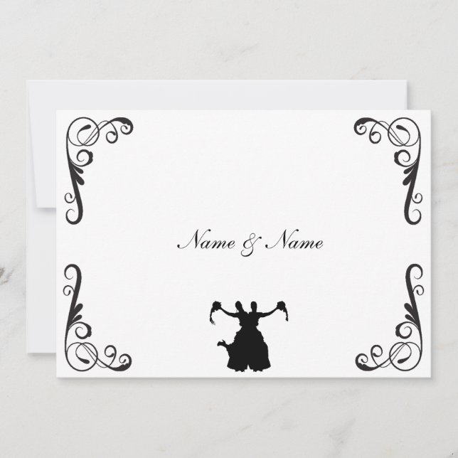 Lesbian Wedding Invite - Two Brides Black & White (Front)