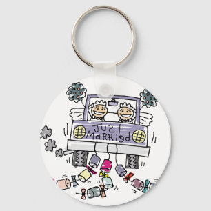 Lesbian Wedding Just Married Key Ring