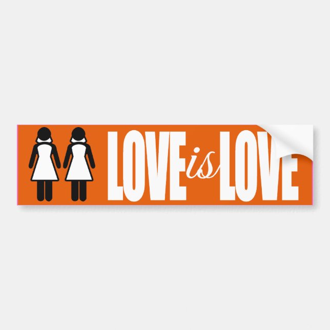 LESBIAN WEDDING LOVE IS LOVE -.png Bumper Sticker (Front)