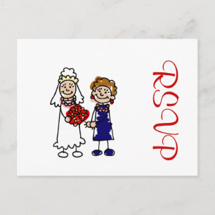 Lesbian Wedding One Bride Invitation Postcard