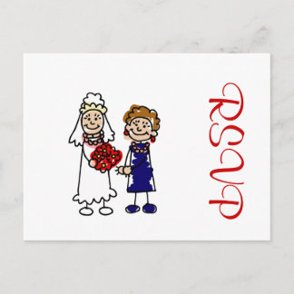 Lesbian Wedding One Bride Invitation Postcard