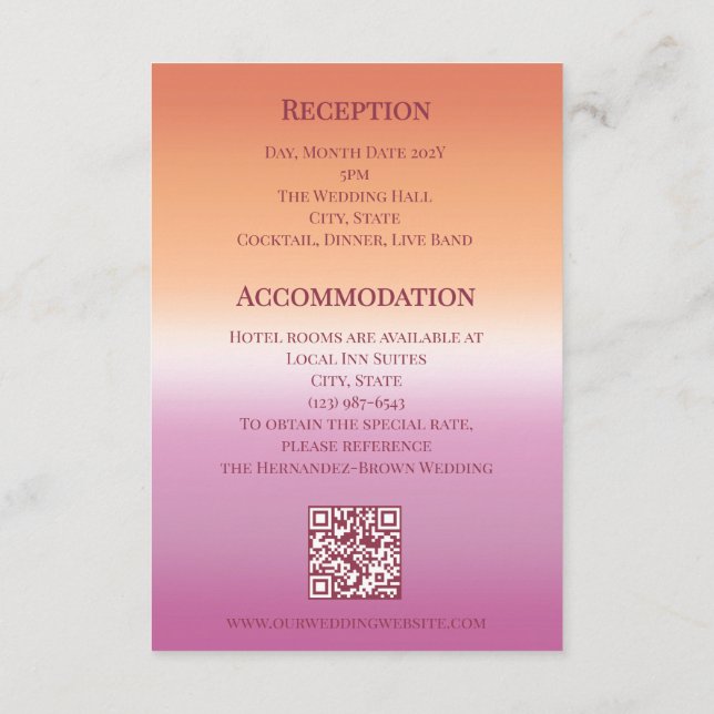 Lesbian Wedding Photo Pride Flag Gradient Enclosure Card (Back)