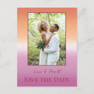 Lesbian Wedding Photo Pride Flag Save the Date Postcard