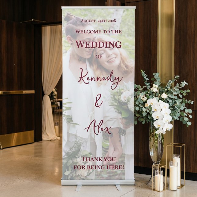 Lesbian Wedding Photo Two Brides Welcome Retractable Banner (Creator Uploaded)