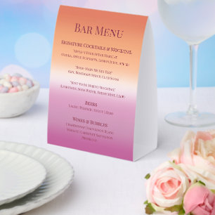 Lesbian Wedding Pride Flag Gradient Bar Menu Sign