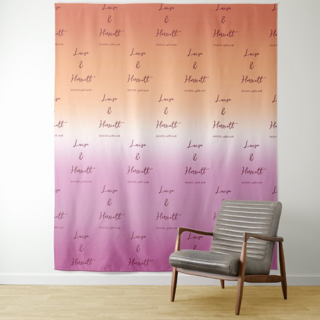 Lesbian Wedding Pride Flag Gradient Step & Repeat Tapestry (In Situ)