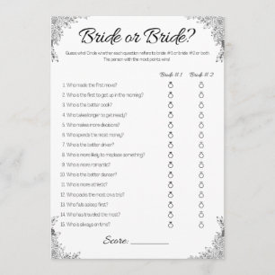 Lesbian Wedding Shower Game, Bride or Bride,  Invitation