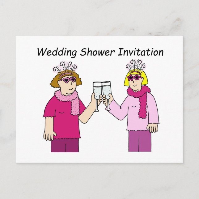 Lesbian Wedding Shower Invitation. Invitation Postcard (Front)