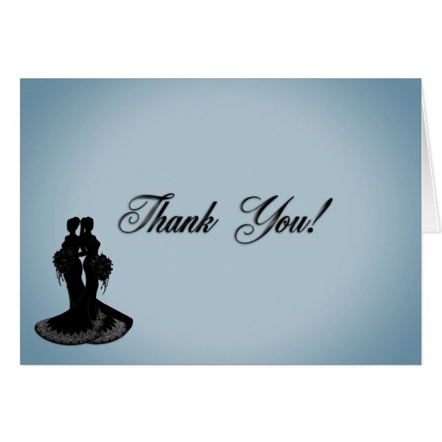Lesbian Wedding Thank You Card Blank Inside (Front Horizontal)