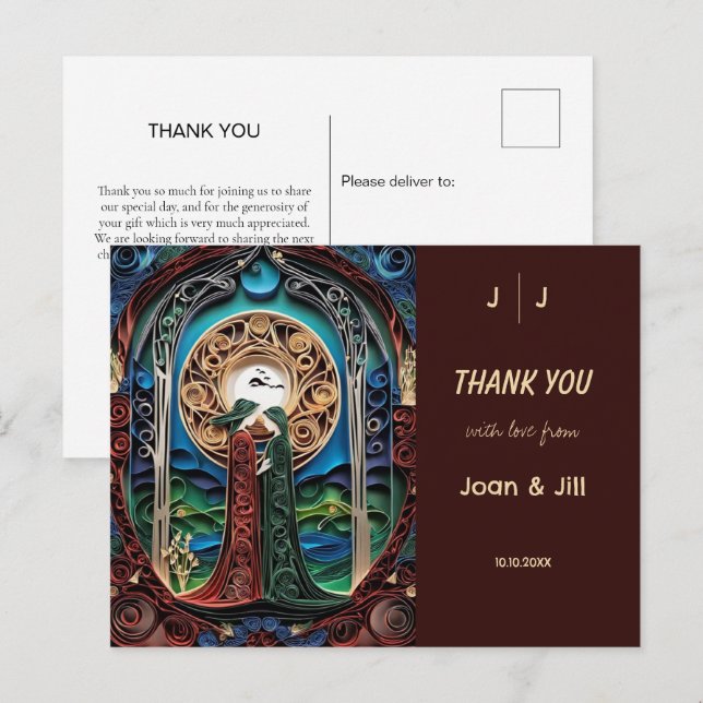 Lesbian Wedding Thank You  Postcard (Front/Back)