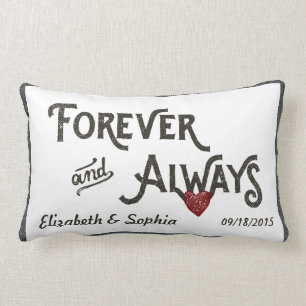 Lesbian White Forever Always Heart Personalised Lumbar Cushion