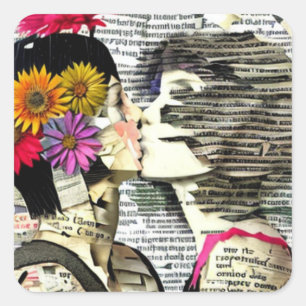 Lesbian Women in Love   Pride Kiss Square Sticker