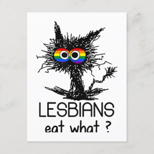 Lesbians Eat What Cat Funny Humour Pun LGBTQ Pride Enclosure Card