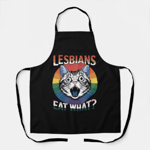Lesbians Eat What Cat Humour LGBTQ Pride Flag  Apron