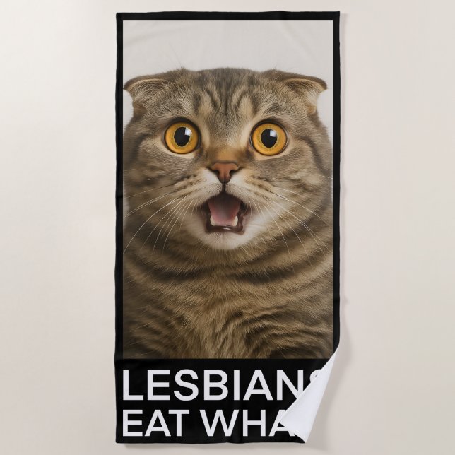 Lesbians Eat What Funny Beach Towel (Front)