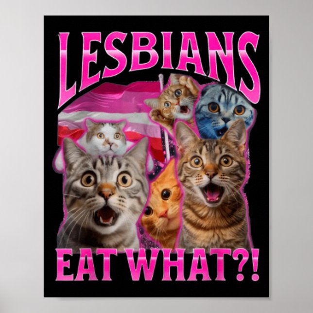 Lesbians Eat What_ Funny Cat Rude Gay Pride Lgbtq  Poster (Front)