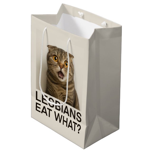 Lesbians Eat What Funny Medium Gift Bag (Front Angled)