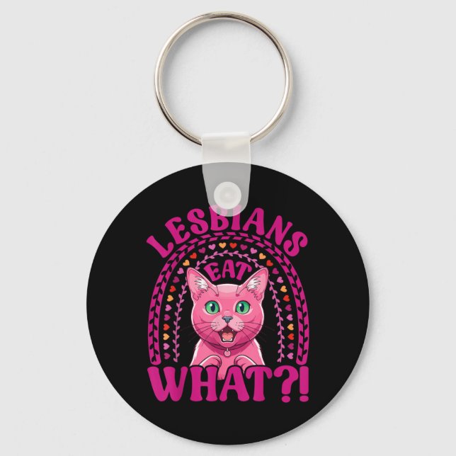 Lesbians Eat What Funny Shocked Korat Cat Pride Key Ring (Front)