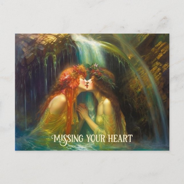 Lesbians in falling water postcard (Front)