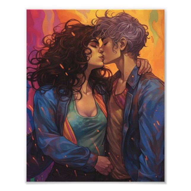 Lesbians in Love Beautiful Women Couple  Photo Print (Front)