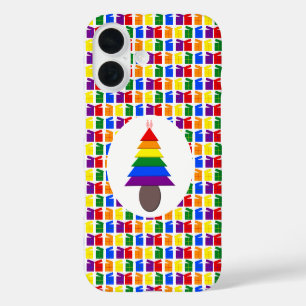 Lesbians Rainbow Christmas Tree and Presents iPhone 16 Case