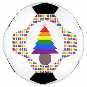 Lesbians Rainbow Christmas Tree and Presents Football