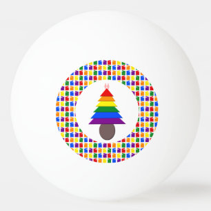 Lesbians Rainbow Christmas Tree and Presents Ping Pong Ball
