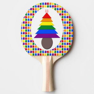 Lesbians Rainbow Christmas Tree and Presents Ping Pong Paddle